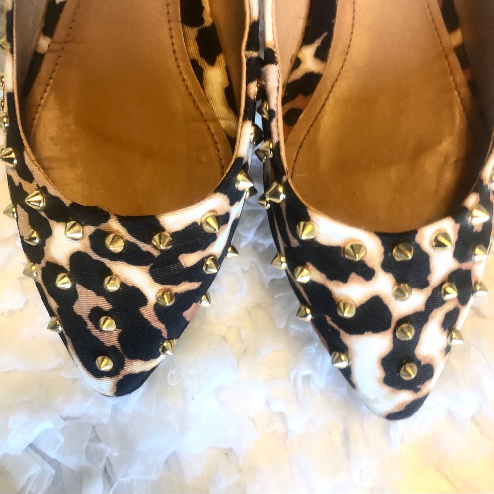 SCHUTZ Leopard Print Stud Flats Size 9 - Picture 8 of 9